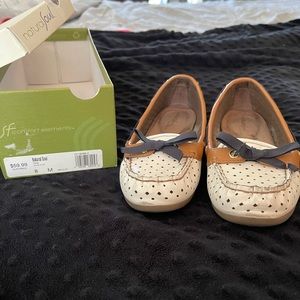 Natural Soul comfort elements slip on white multi colored shoe.